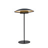 image cut out on white background of tall thin table lamp in dark grey