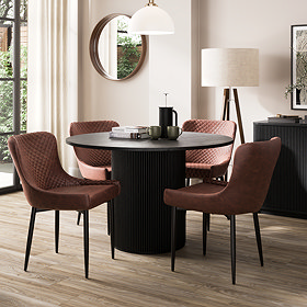 Savoy Faux Leather Dining Chair Set - Brown main image