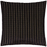 front image of black square cushion with vertical stripe detail, cut out on white background