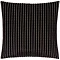 front image of black square cushion with vertical stripe detail, cut out on white background
