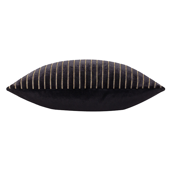 side on image of black and gold cushion, cut out on white background