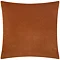 back image of brick orange square cushion with plain velvet reverse