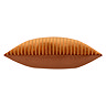 side on image of brick orange cushion with gold striped pattern, cut out on white background