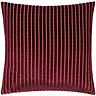front image of burgundy red cushion with vertical stripe detail, cut out on white background