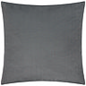 back image of charcoal grey square cushion with plain velvet reverse