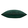 side on image of emerald green cushion with gold stripes, cut out on white background
