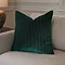 55x55cm emerald green cushion with vertical stripe detail, sat in corner of cream sofa
