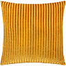 front image of gold square cushion with vertical stripe cushion, cut out on white background