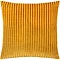 front image of gold square cushion with vertical stripe cushion, cut out on white background