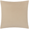 back image of light brown square cushion with plain velvet reverse