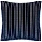 front image of navy blue square cushion with vertical stripe detail, cut out on white background