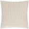 front image of oyster cream square cushion with vertical stripe detail, cut out on white background