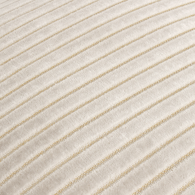 close up image of cream cushion with stripe detail pattern