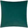 back image of teal green square cushion with plain velvet reverse