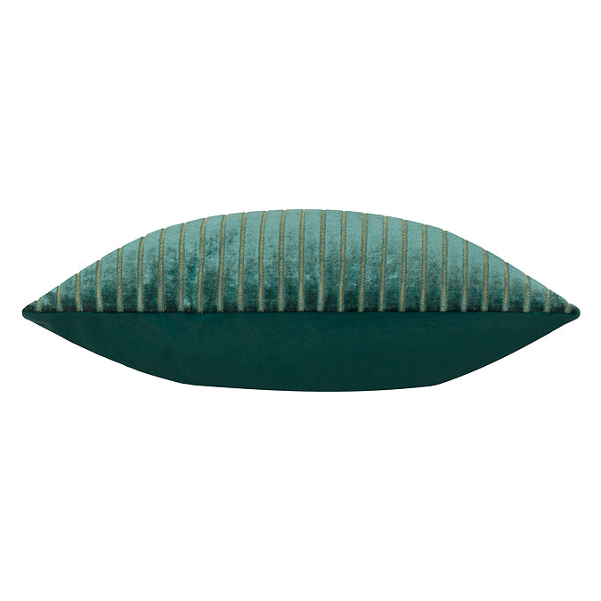 side on image of teal green cushion, cut out on white background