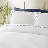 Scallop Border Embroidery Duvet Cover Set - Navy carousel image