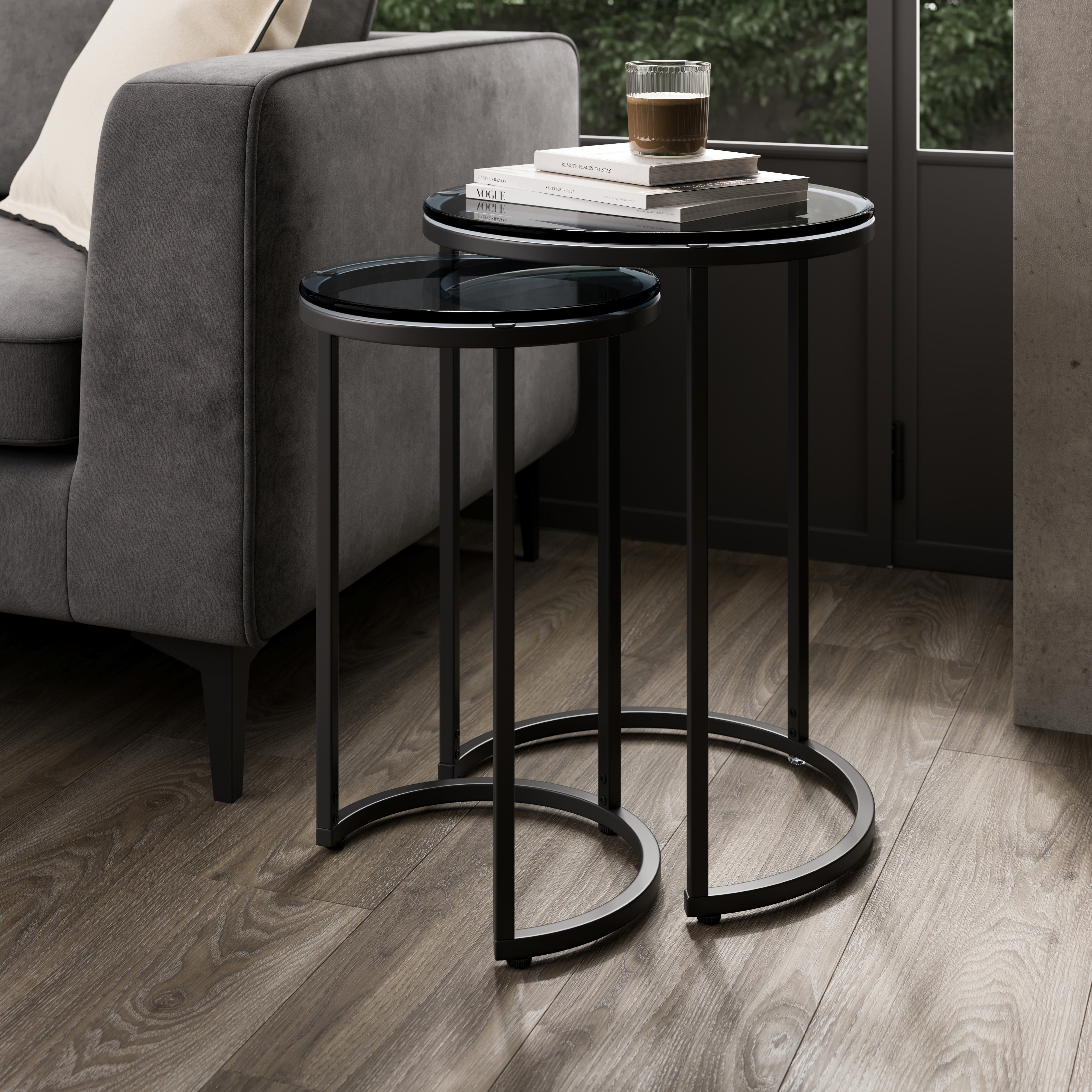 Seattle Black Smoked Glass Side Tables