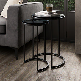Seattle Smoked Glass Side Tables - Black main image