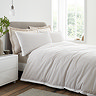 seersucker woven stripe natural duvet cover set on bed image 1