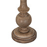 close up image of brown body and base of table lamp with curved shape and worn effect