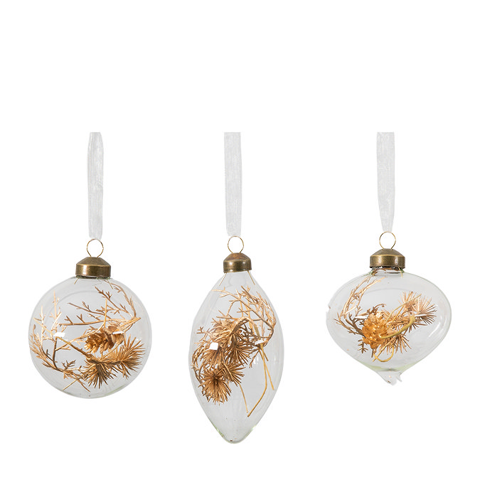baubles with glass with gold