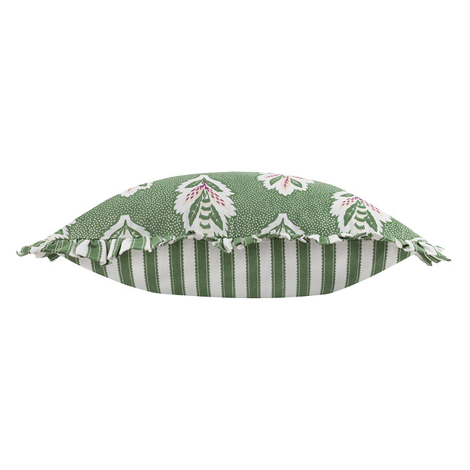 Sessile Leaf green feather cushion side on image