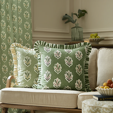 Sessile Leaf green feather cushion image