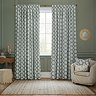Sessile Leaf Delph Blue Pencil Pleat curtains over a window
