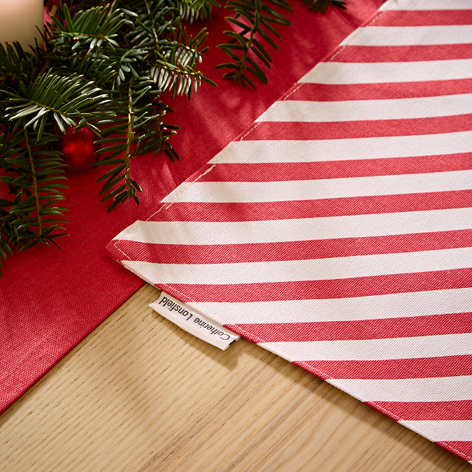 Close up Detail of Red & White Striped Placemat