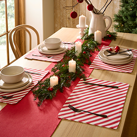 Red & White Striped Placemats on Table Setting