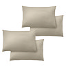 image cut out on white background of four natural coloured pillowcases