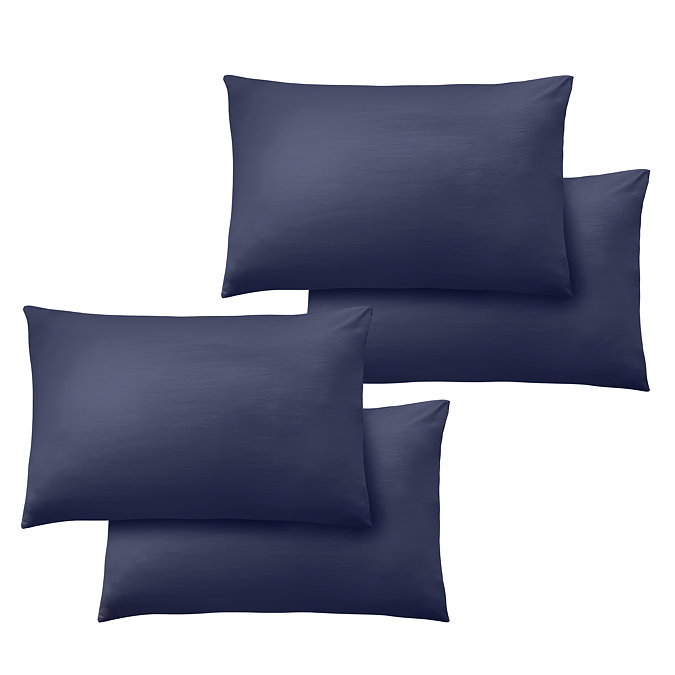 set of 4 navy blue pillowcases, image cut out on white background