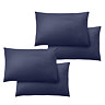 set of 4 navy blue pillowcases, image cut out on white background