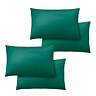 4 teal green pillowcases on pillows, image cut out on white background