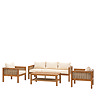 cut out of five seater lounge set in acacia wood with wicker accents