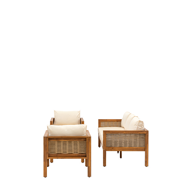 side on cut out image of acacia wood lounge set