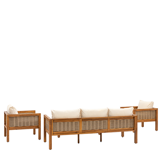 cut out image taken from the back of acacia wood wicker lounge set