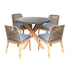 image cut out on white background of four seat grey dining set