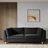 lifestyle image of chunky grand sofa in indigo fabric with light beech feet
