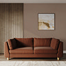 lifestyle image of chunky grand sofa in pumpkin fabric with light beech feet