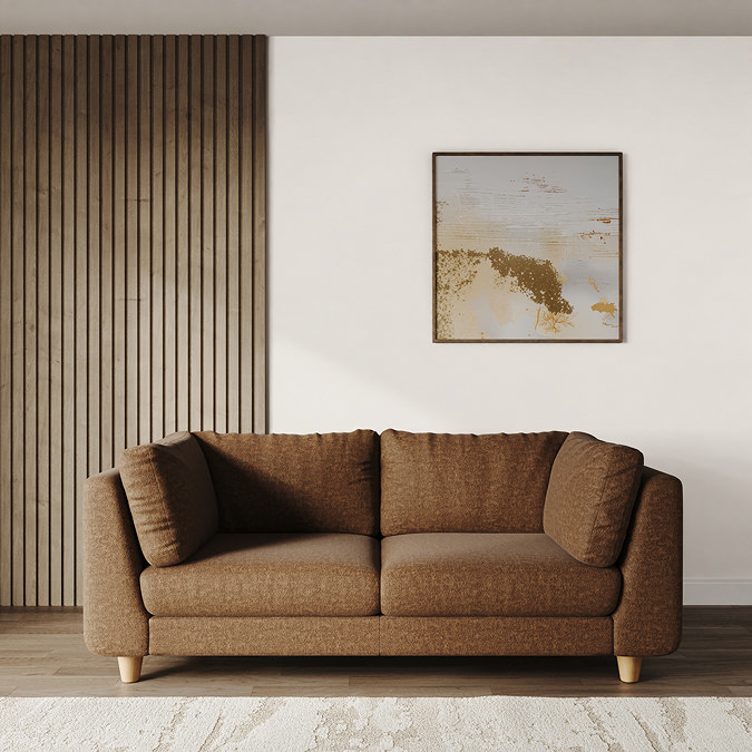 lifestyle image of large chunky kiln sofa with light beech legs