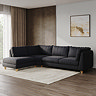 lifestyle image of chunky right corner sofa with light beech legs