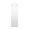 image cut out on white background of full length gold mirror with rounded top