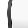 close up on sleek rounded edge of black cheval mirror