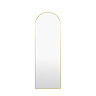 image cut out on white background of arched gold slim floor length mirror