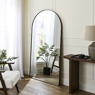 Sicily Metal Arched Floor Mirror - Black main image