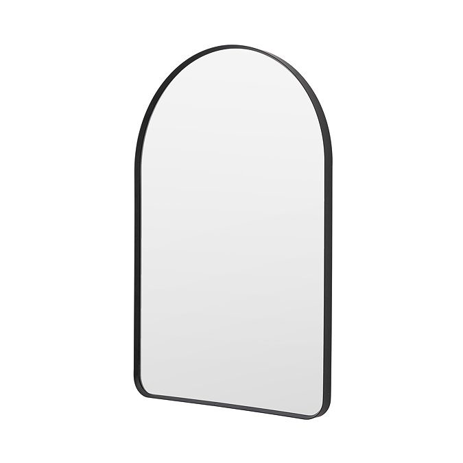 image cut out on white background of rounded black mirror