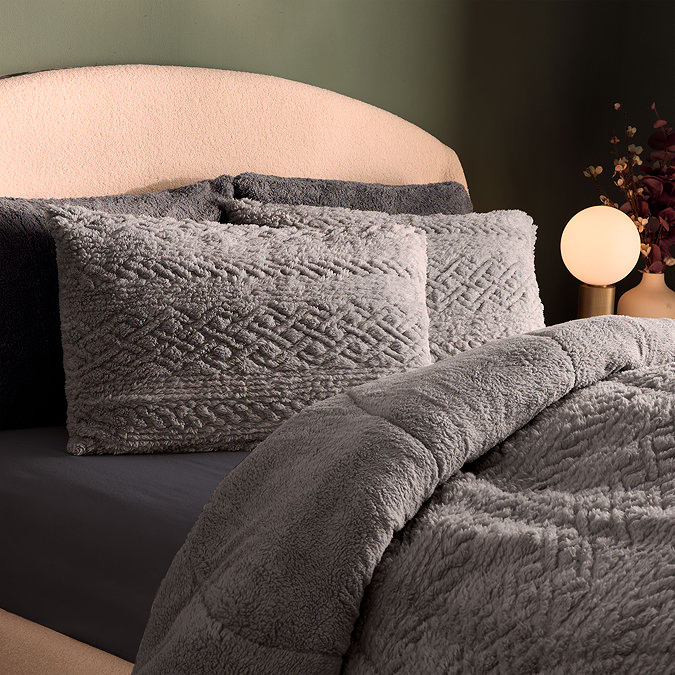 Teddy coverless duvet close up on bed image 6