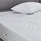 close up on microfibre texture of mattress protector on top of a bed