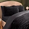 Ribbed faux fur Duvet Set in black on bed image 3